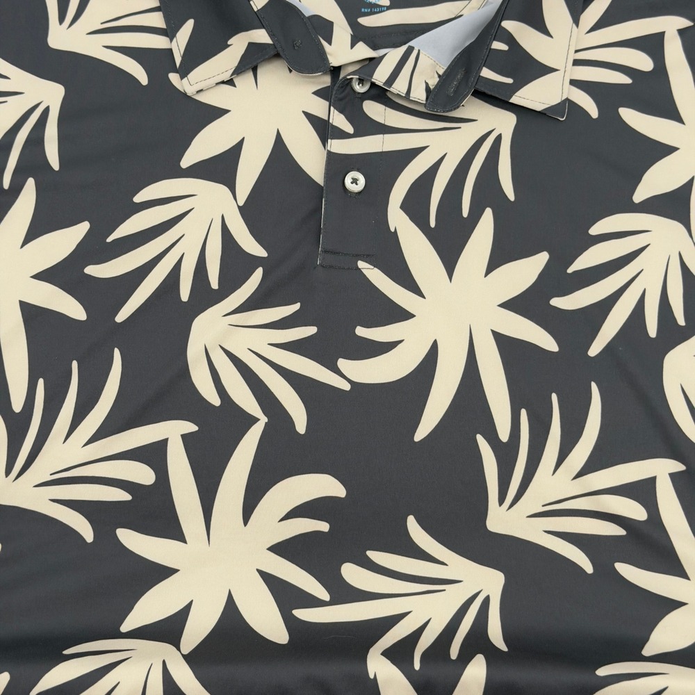 Chubbies Mens XXL Golf Polo Shirt Black Tan Palm Leaf Print Short Sleeve - Picture 3 of 5